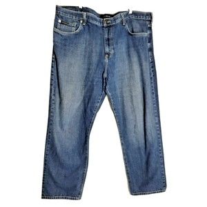 Calvin Klein Mens Straight Jeans Blue 5 Pocket Medium Wash Relaxed Fit 40 x 30